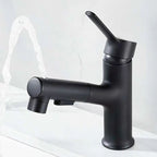 Modern Washbasin Faucet Copper 1-Handle Low Arc Pull-Out Washbasin Faucet for Bathroom