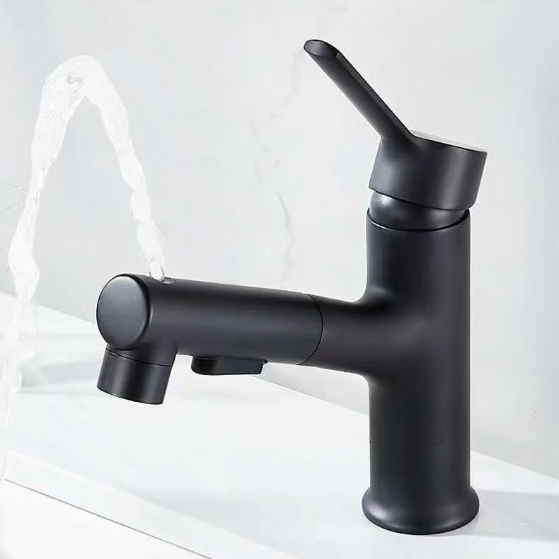 Modern Washbasin Faucet Copper 1-Handle Low Arc Pull-Out Washbasin Faucet for Bathroom