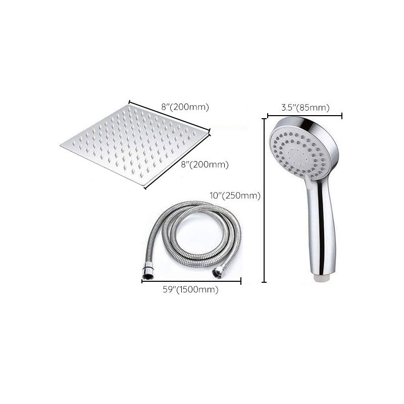 High Pressure 8 Inch Shower Set 3-Function Hand Shower Stainless Steel Square Ceiling Shower Head