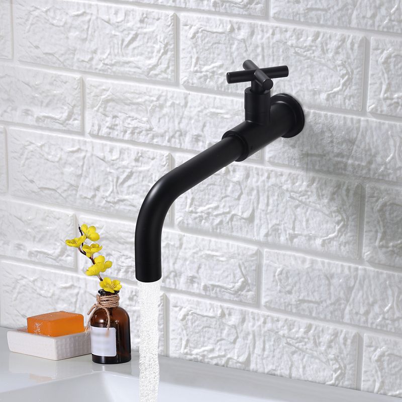 Contemporary Wall-Mounted Bathroom Faucet Cross Handles Stainless Steel Faucet