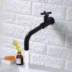 Contemporary Wall-Mounted Bathroom Faucet Cross Handles Stainless Steel Faucet