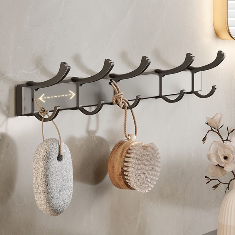 Contemporary bathroom accessory set made of matte stainless steel-aluminum with bathrobe hook/towel rail