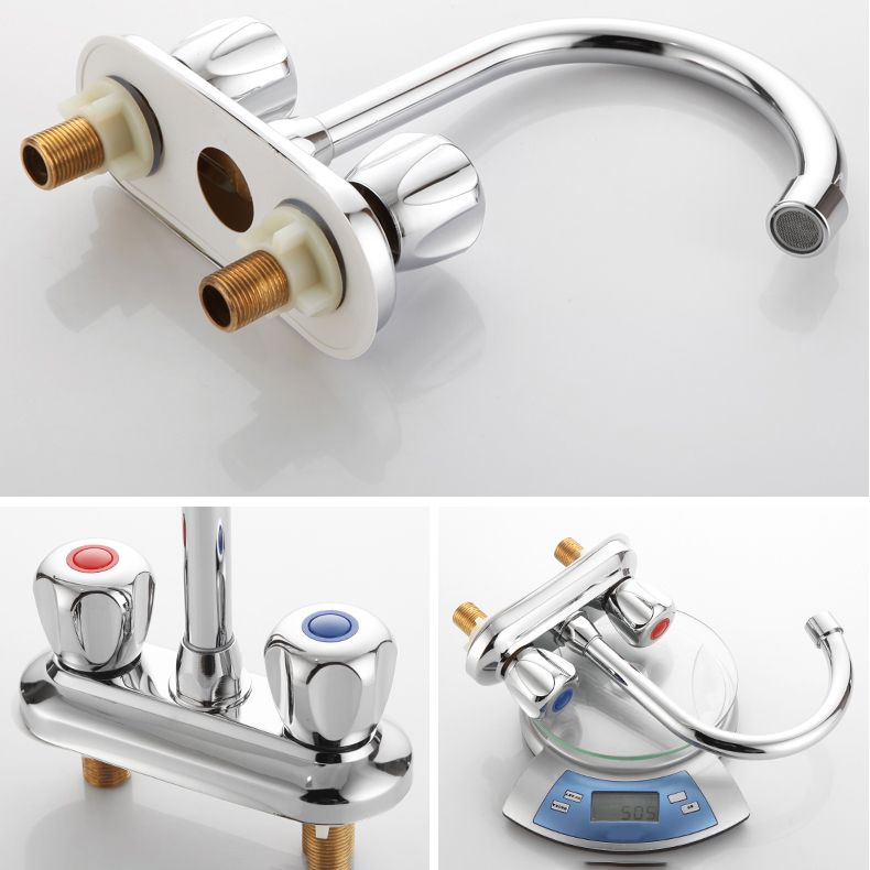 Circular 2-Handle Bathroom Faucet Contemporary Brass Sink Faucet
