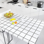 White Peel & Stick Tile Mirror Plastic Grid Wallpaper for Kitchen and Bathroom