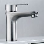 Contemporary Stainless Steel Sink Faucet Lever Handles Low Arc Sink Faucet