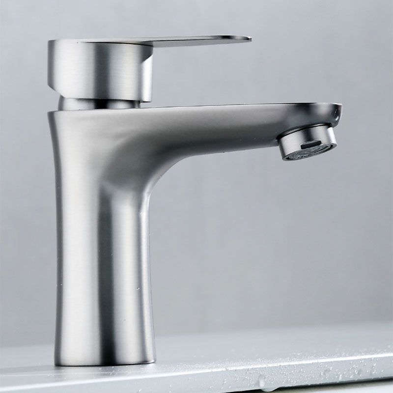 Contemporary Stainless Steel Sink Faucet Lever Handles Low Arc Sink Faucet