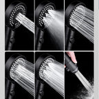 Round Spray Shower Head 6 Settings Adjustable Water Flow Handheld Shower Head