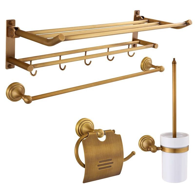 4-piece traditional bathroom accessory set Gold Brass bathroom accessory hardware set