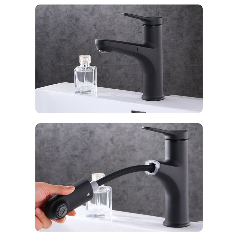 Contemporary Basin Faucet Copper Pure Color Single Lever Retractable Basin Faucet