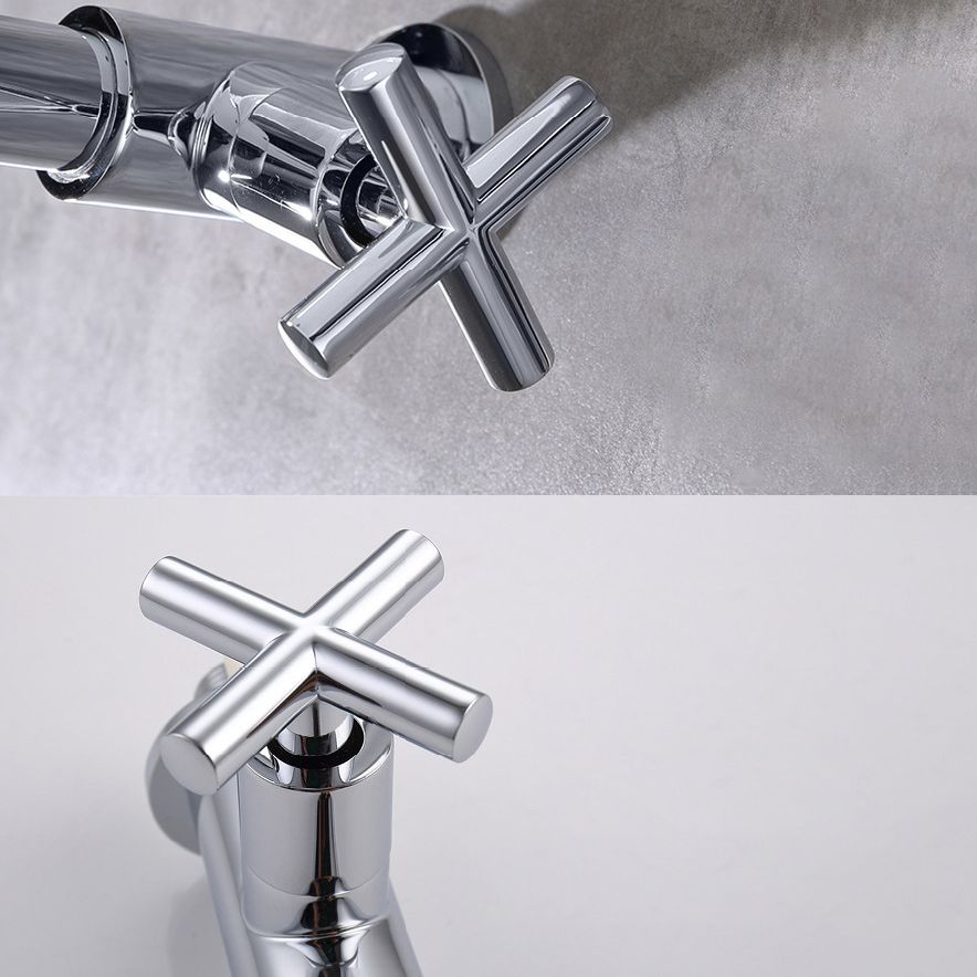 Glam Wall-mounted Bathroom Faucet Copper Single Handle Low Arc Basin Faucet for Bathroom