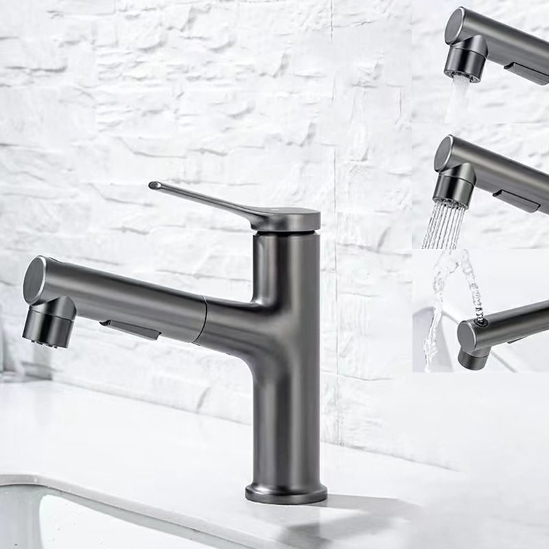 Contemporary Sink Faucet Plian Low Arc Center-Set Bathroom Faucet