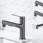 Contemporary Sink Faucet Plian Low Arc Center-Set Bathroom Faucet