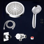 Contemporary Shower Combination Double Shower Head Chrome Wall Mount Round Shower Head