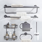 Traditional Gray Brass Bathroom Hardware Set Towel Bar Bathroom Hardware Set