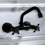 Black Wall-Mounted Bathroom Faucet American Classic Widespread Sink Faucet
