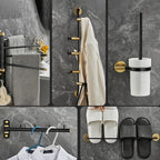 5-piece modern bathroom accessory set made of black brass bathroom hardware