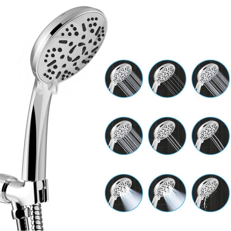 Modern Style Dual Shower Head 9-Spray Silver Wall Mount Shower Head