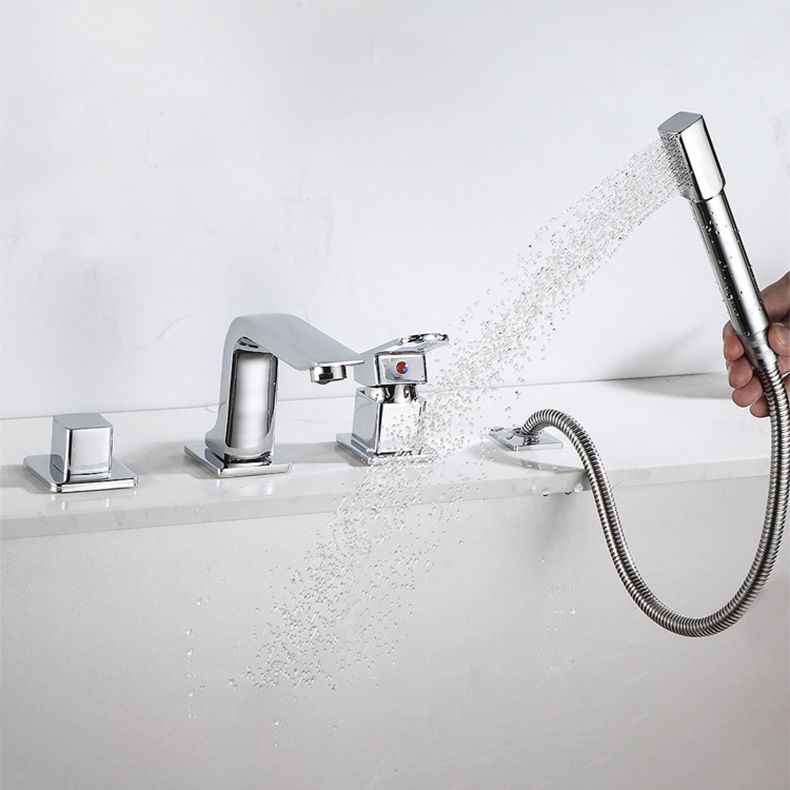 Bathroom faucet lever handle brass handheld shower sink faucet
