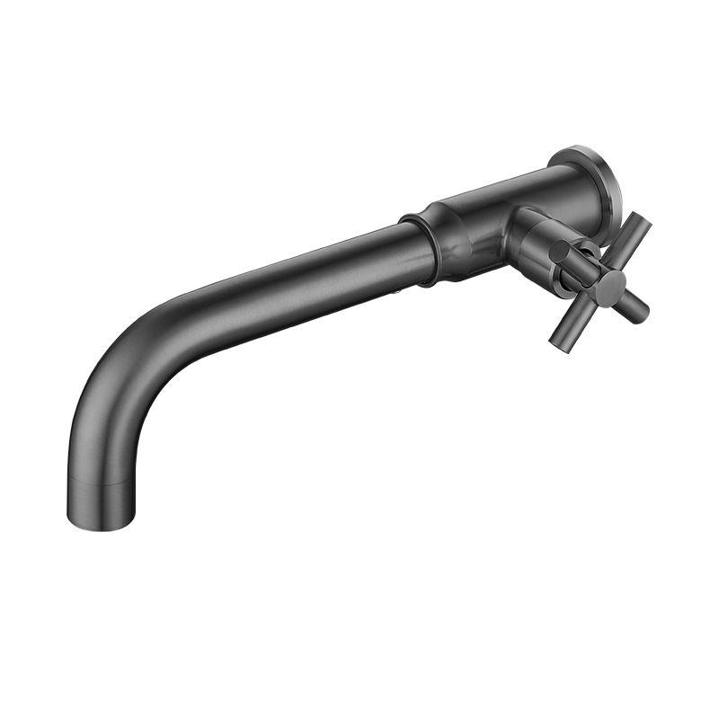 Contemporary Vessel Water Faucet Stainless Steel Cross Handles Wall Mounted Bathroom Faucet