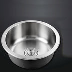 Contemporary Single Basin Kitchen Sink Round Stainless Steel Sink with Drain Strainer Set