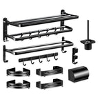 Modern Aluminum Bathroom Hardware Set Black Bathroom Accessories Set
