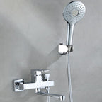 Wall Mounted Bathtub Faucet Trim Polished Chrome Swivel Spout with Hand Shower
