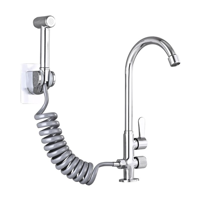 Single Cold Water Valve Uniform Color High Arc Deck Mounted Bathtub Faucet