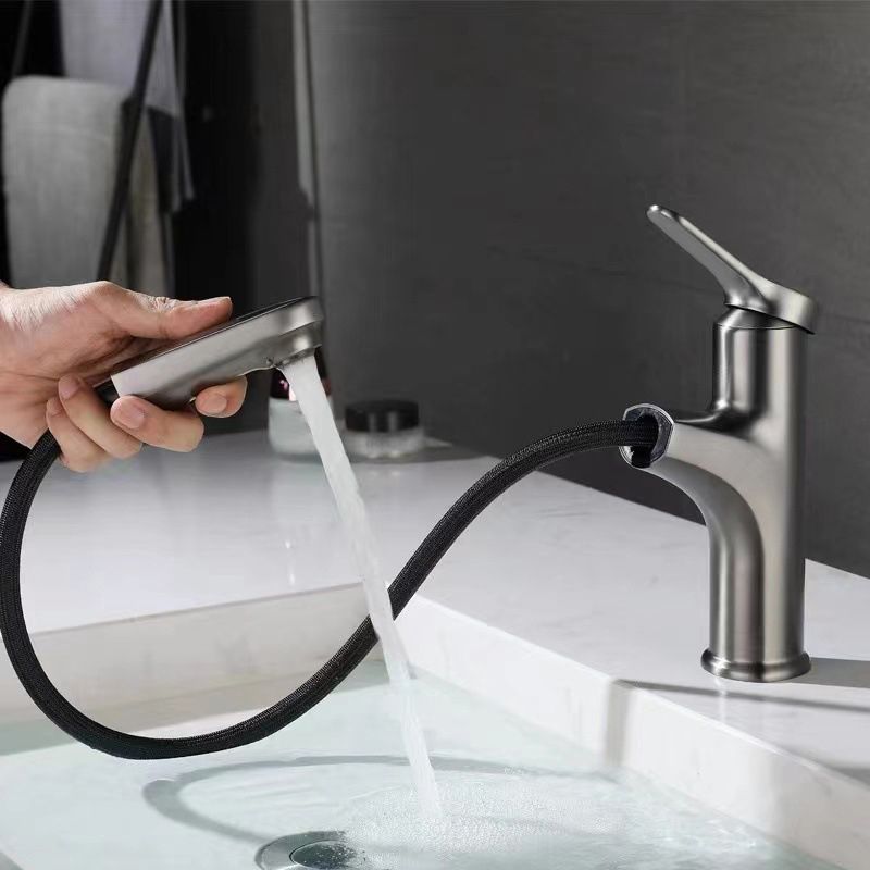 Modern Style Extendable Ship Faucet Copper Single Handle Sink Faucet for the Bathroom