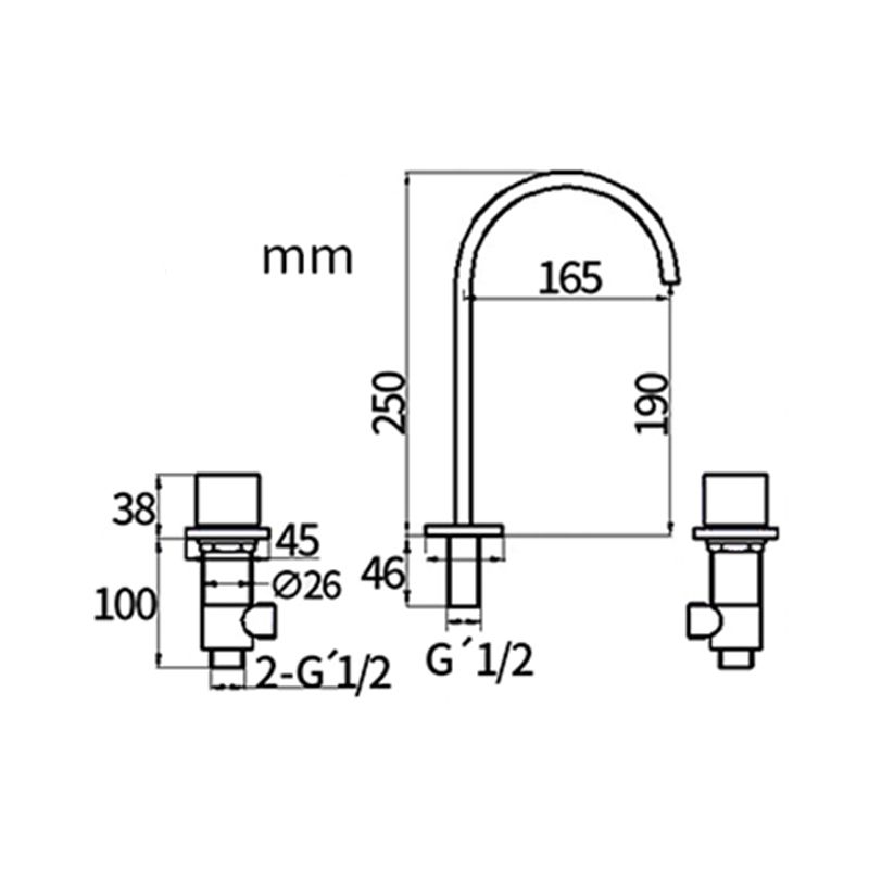 Traditional Style Roman Tub Faucet Copper Wall Mounted Roman Tub Faucet