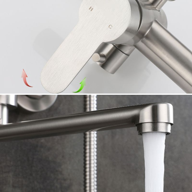 Wall-mounted metal bathtub filling low arch swivel bathtub mixer