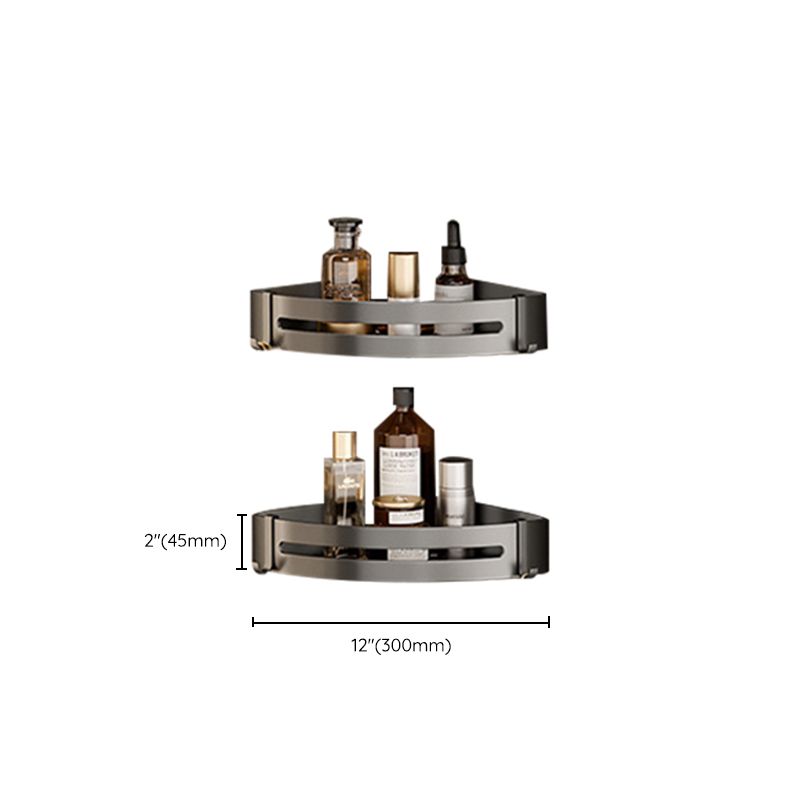 Aluminum modern bathroom accessories set polished gray bathroom shelf/paper holder/robe hook