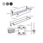 Contemporary Metal 5-piece Bathroom Accessories Set with Bath Shelf