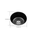 Stainless Steel Round Sink in Black Single Basin Undermount Sink with Basket Strainer