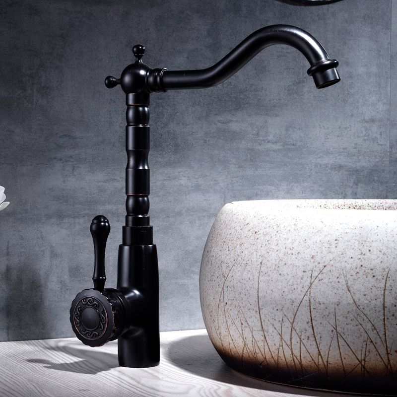 Glam Style Sink Faucet with Swivable Spout and Lever Handle