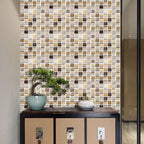 Plastic Peel & Stick Mosaic Tiles Mosaic Wallpaper with Square Shape
