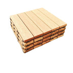 Teak-Finish 5-Slat Square Wooden Floor Tiles Connection Garden Tiles