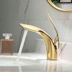 Brass 1-Hole Basin Faucet Lever Handle Sink Faucet Round Modern Faucet for Bathroom