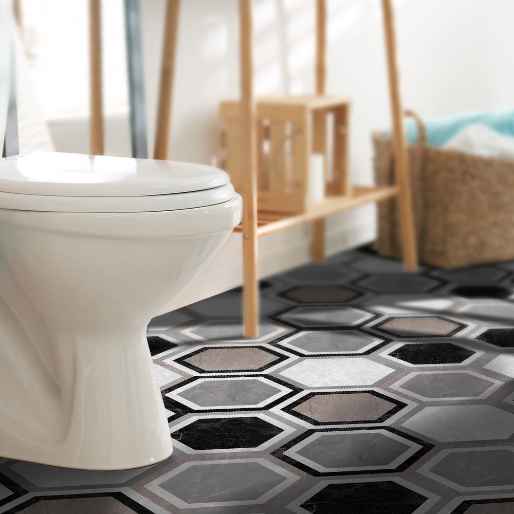 Peel & Stick Vinyl Floor Mat Dark Vinyl Floor with Brick Look
