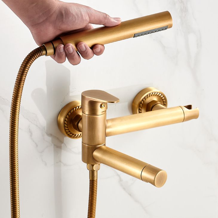Contemporary Wall Mounted Bathtub Filler Single Handle Metal Faucet