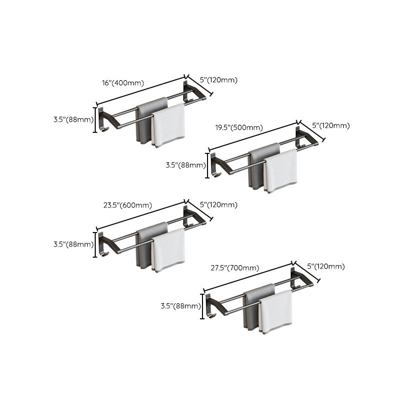 Contemporary Bathroom Accessory Set Matte Black Bathroom Set with Bathrobe Hooks/Towel Bar