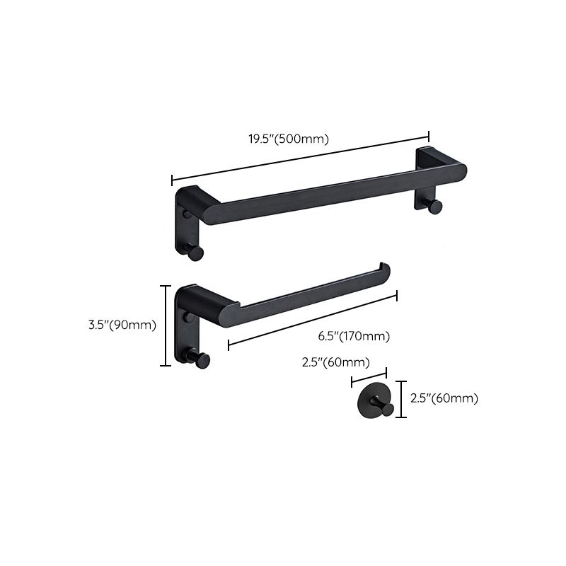 Metal Bathroom Set 5-piece Modern Style Black Bathroom Accessories Set