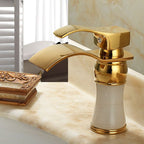 Wall-mounted Copper Roman Bath Faucet Low Arc Roman Bath Faucet Set with Jade