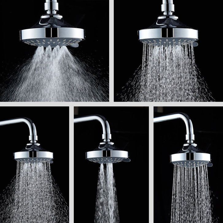 Modern Standard 5 Settings Shower Head Round Metal Adjustable Spray Pattern Shower Head