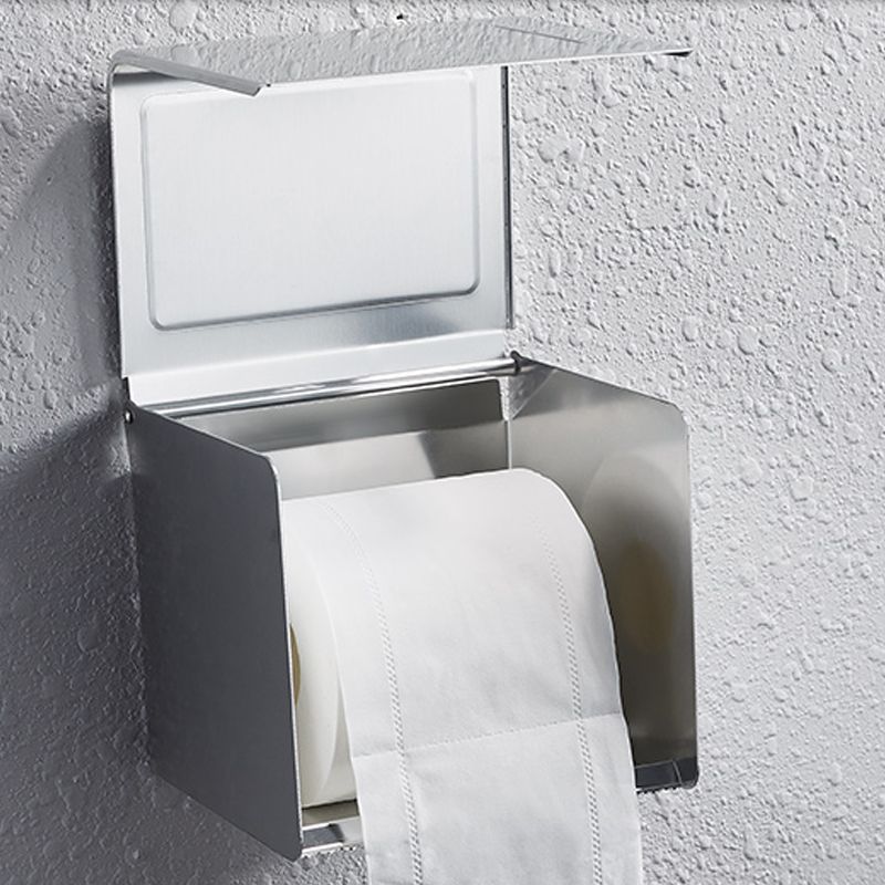 Contemporary bathroom accessory set made of aluminum with towel holder/bath shelf