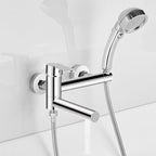 Wall-mounted metal swivel bathtub filler with single lever handle
