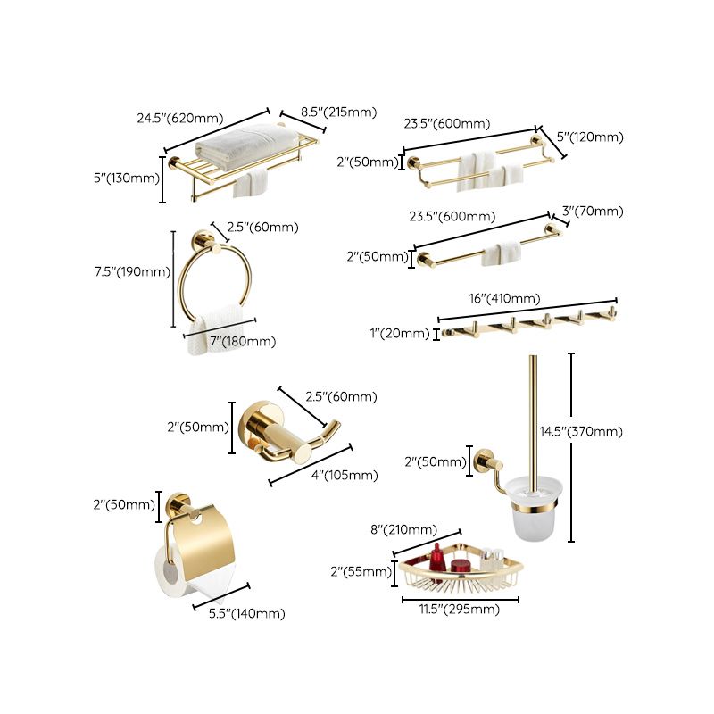 4 Pieces Traditional Bathroom Accessory Set Brass Bathroom Set in Matte Gold