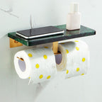 Golden Bath Hardware Set Brass & Marble Bathroom Accessories Set