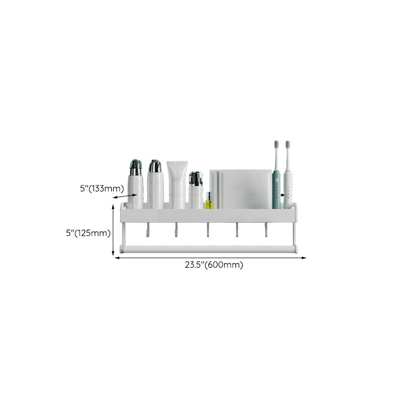 2-piece modern bathroom accessory set White rectangular bath shelf