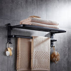 Contemporary 8-piece Bathroom Accessory Set Matte Black Bathroom Shelf/Paper Holder/Towel Hook