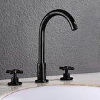 Goose Neck Bathroom Basin Faucet 2 Handles Hot and Cold Water Basin Faucet with Drain